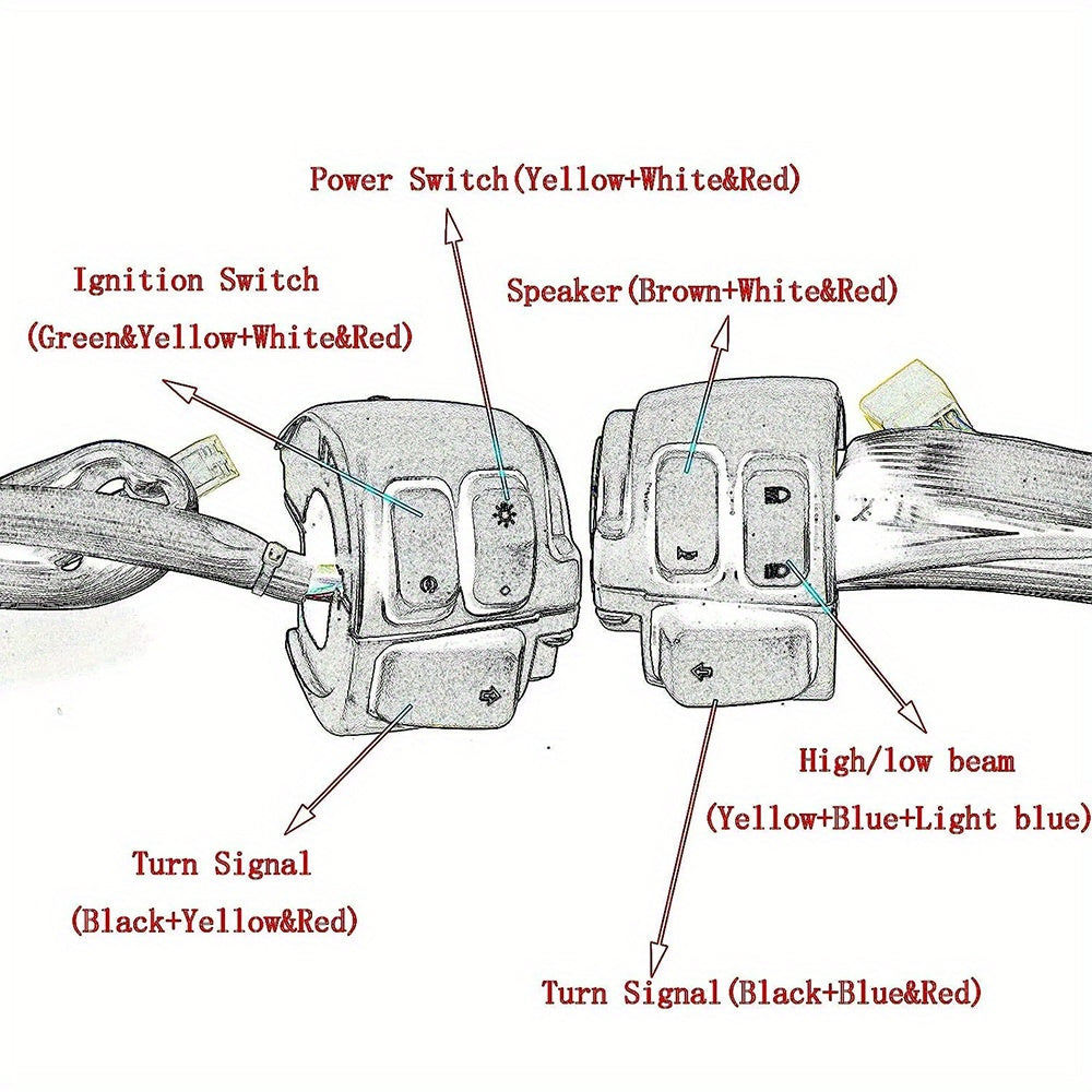 2* Chrome 1' Handlebar Control Switches+ Wiring Harness for Harley for Sportster for Dyna
