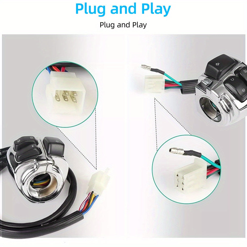 2* Chrome 1' Handlebar Control Switches+ Wiring Harness for Harley for Sportster for Dyna