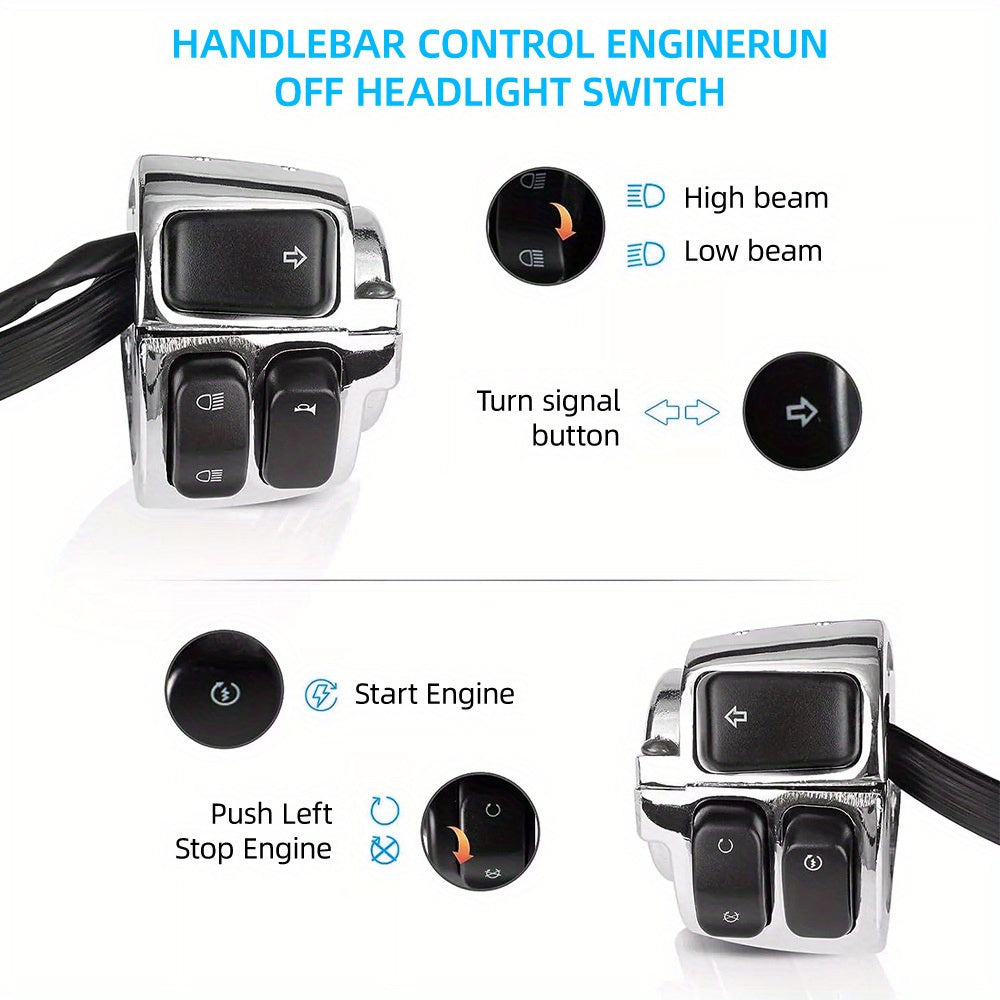 2* Chrome 1' Handlebar Control Switches+ Wiring Harness for Harley for Sportster for Dyna