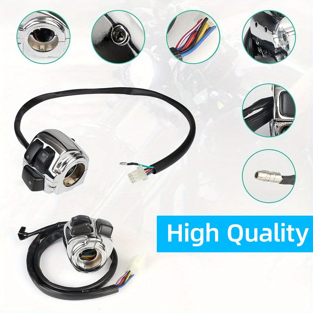 2* Chrome 1' Handlebar Control Switches+ Wiring Harness for Harley for Sportster for Dyna