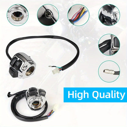 2* Chrome 1' Handlebar Control Switches+ Wiring Harness for Harley for Sportster for Dyna
