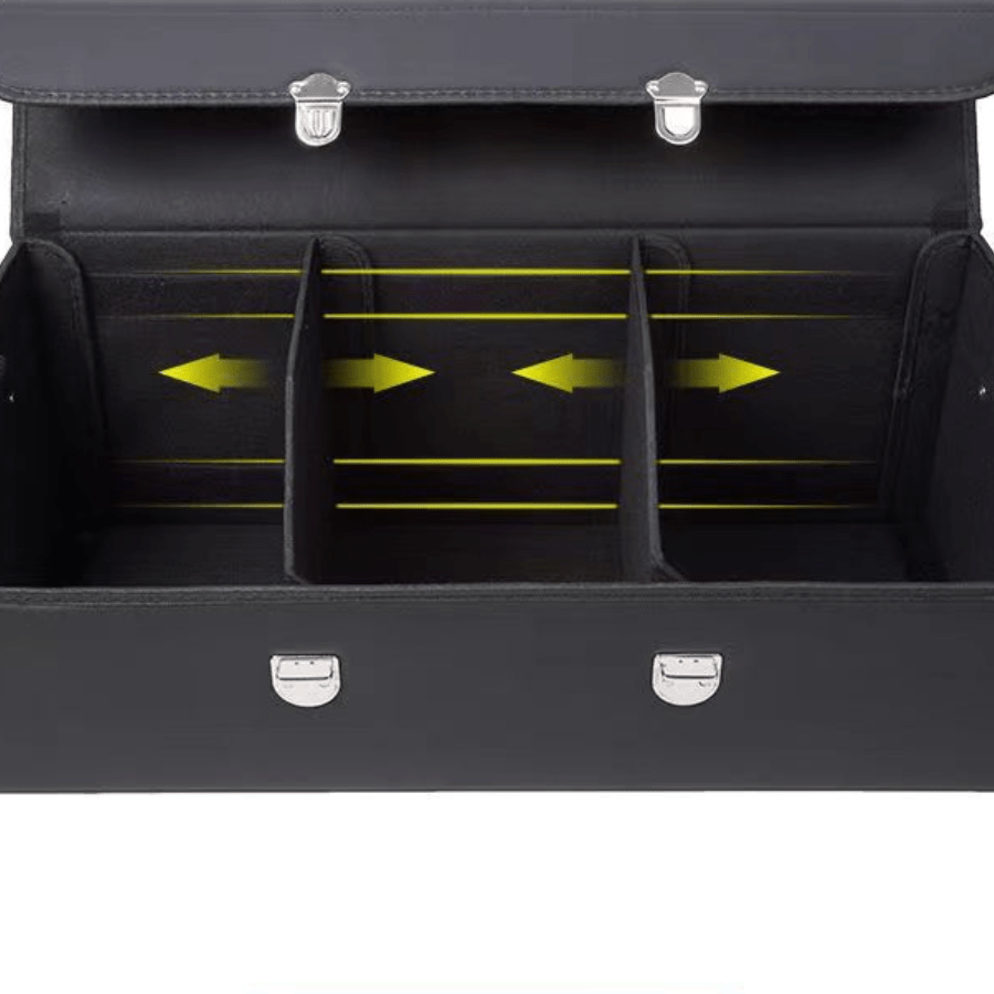 Car Trunk Organizer - Trunk Organizer & Storage SUV, PU Leather Foldable Trunk Organizer, Multi Compartment Adjustable Car Grocery Storage Box