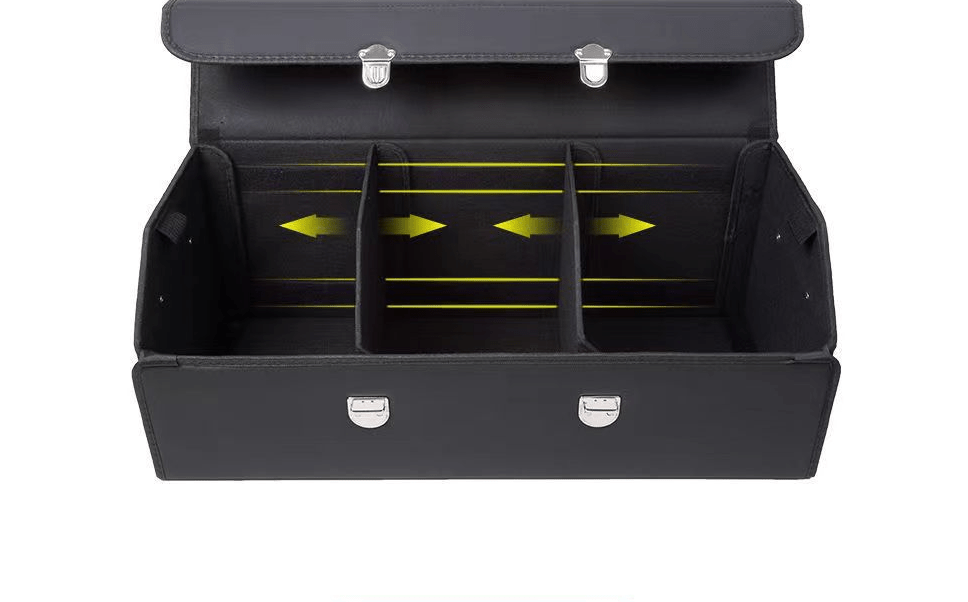 Car Trunk Organizer - Trunk Organizer & Storage SUV, PU Leather Foldable Trunk Organizer, Multi Compartment Adjustable Car Grocery Storage Box