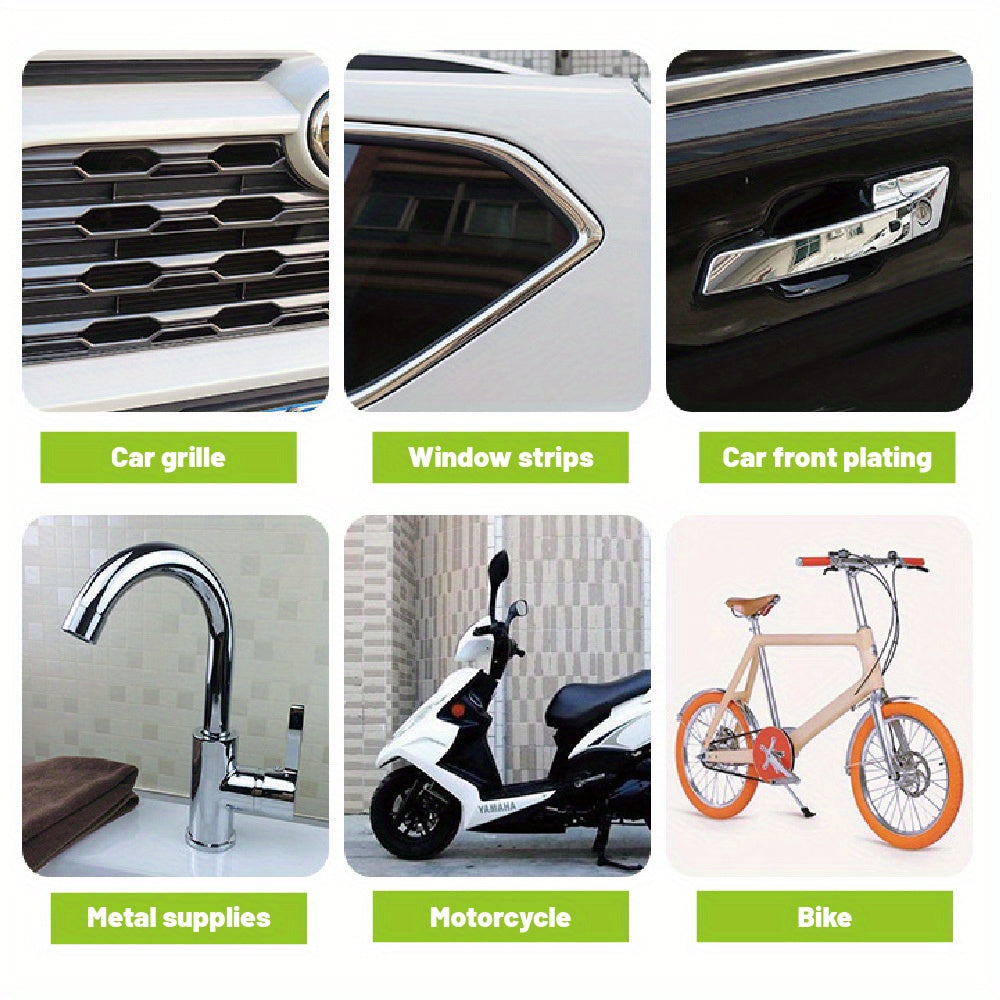 Chrome Polish And Protector That Enhances And Safeguards Chrome And Aluminum Surfaces Against Rust And Stains - Suitable for Vehicles Like Cars, Motorcycles, And Trucks - Provides a Durable Glossy End, Surface Protection, Rust Removal