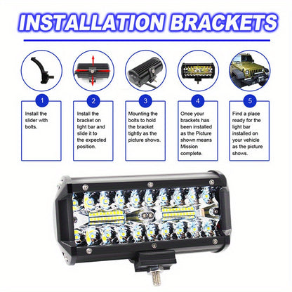 DIRECT LED Light Bar 7 Inch Off Road Lights 240W 24000lm with Wiring Harness Combo Beam LED Light Bar Work Lights for Truck Pickup ATV UTV SUV Boat