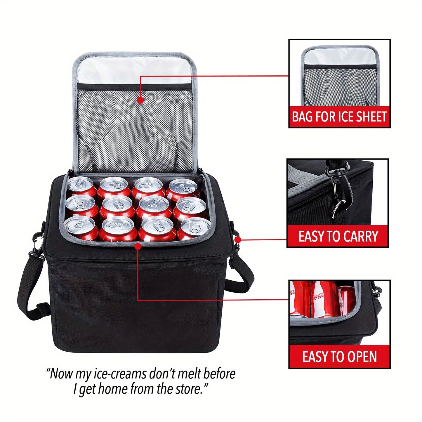 Collapsible Trunk Organizer for Car with Insulated Leak Proof Cooler Bag, 3 Compartments SUV Cargo Organizer Removable Dividers, 5 in1 Car Storage Organizer with Foldable Lid, 2 Tie-Down Straps