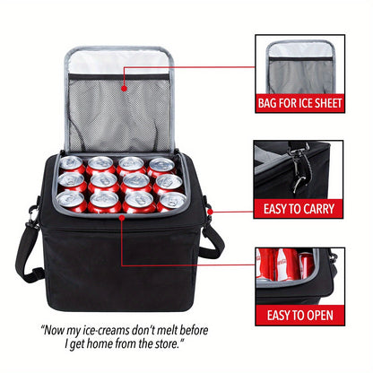 Collapsible Trunk Organizer for Car with Insulated Leak Proof Cooler Bag, 3 Compartments SUV Cargo Organizer Removable Dividers, 5 in1 Car Storage Organizer with Foldable Lid, 2 Tie-Down Straps