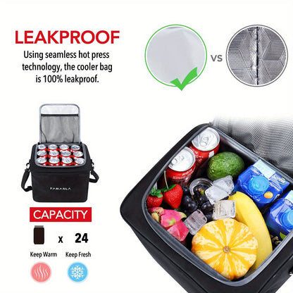 Collapsible Trunk Organizer for Car with Insulated Leak Proof Cooler Bag, 3 Compartments SUV Cargo Organizer Removable Dividers, 5 in1 Car Storage Organizer with Foldable Lid, 2 Tie-Down Straps