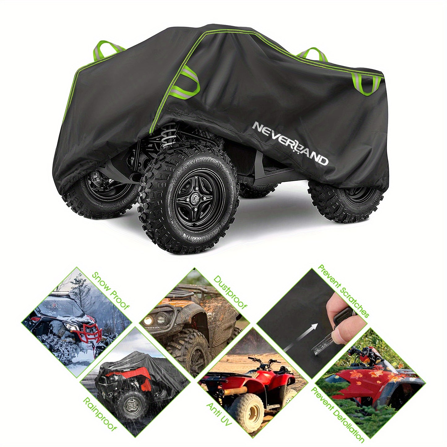NEVERLAND XL Quad Bike ATV Cover Waterproof Sun Rain All Weather UV Protection Universal Fit 190T with Storage Bag