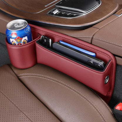 Car Seat Gap Filler Organizer – PU Leather Side Pocket Storage Box for Wallet, Keys, Cards & Phone, No-Tool Install, Fits All Cars, Black Beige Red Brown