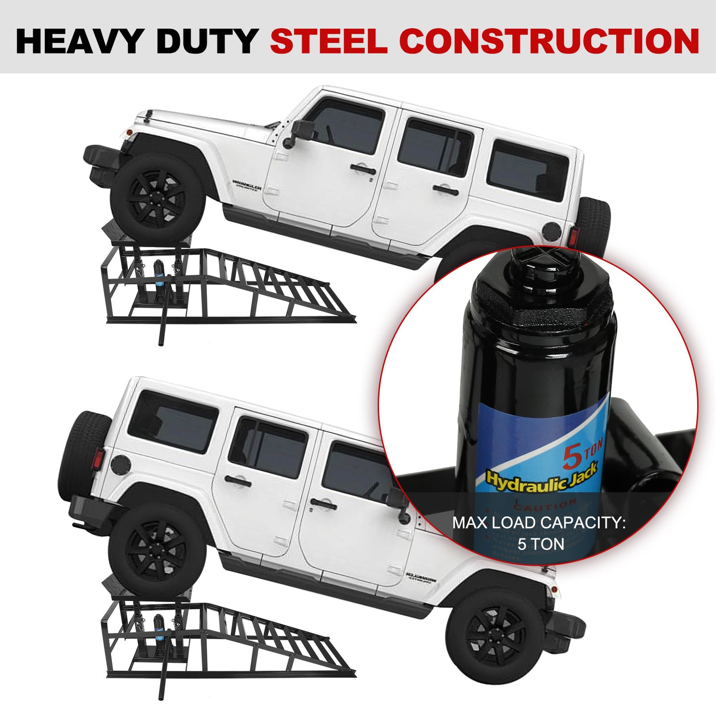 Hydraulic  Ramps 11000lbs 5T Low Profile  Lift Service Ramps Truck Trailer Garage, Height Hydraulic Vehicle Ramps(1 Pack/ 2 Pack)