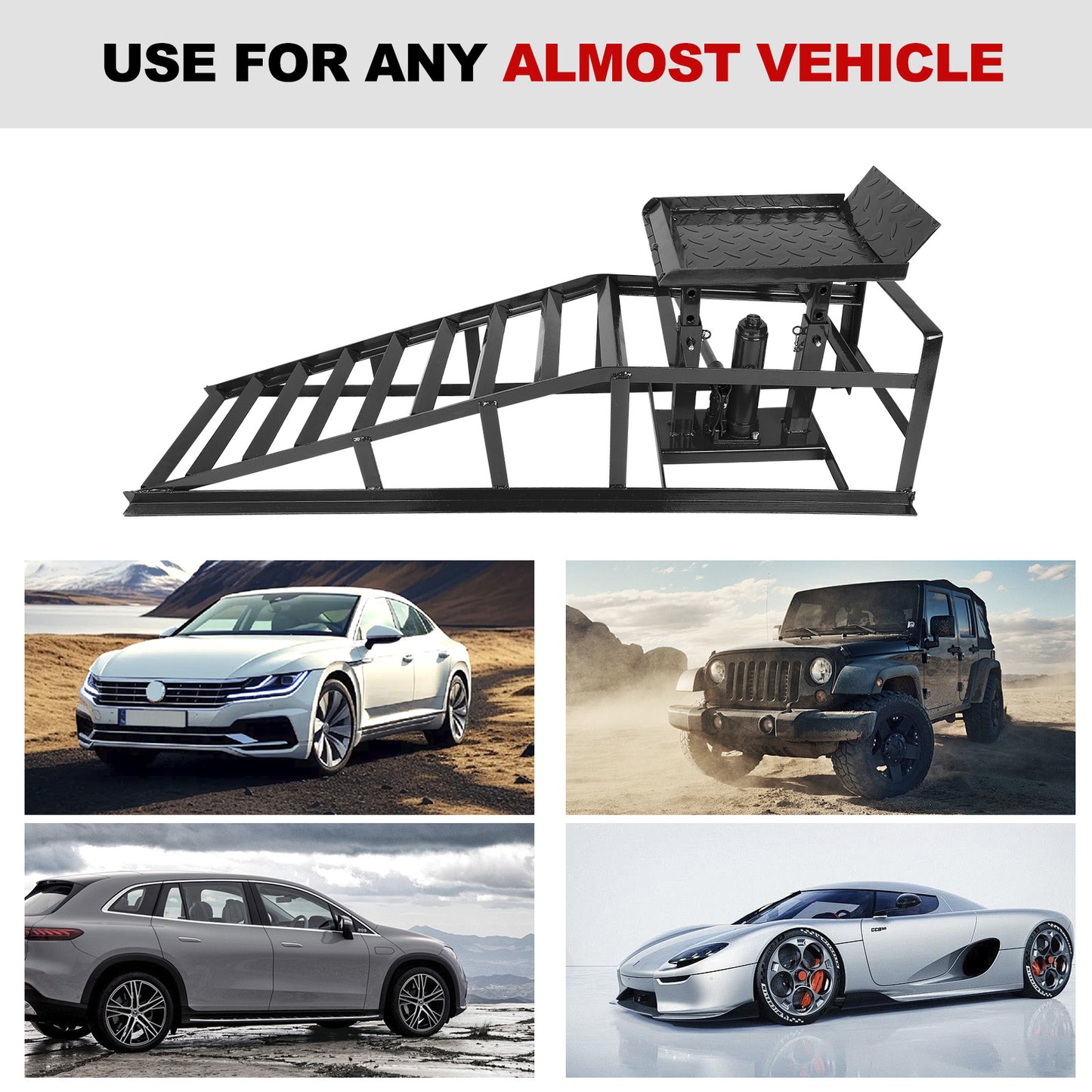 Hydraulic  Ramps 11000lbs 5T Low Profile  Lift Service Ramps Truck Trailer Garage, Height Hydraulic Vehicle Ramps(1 Pack/ 2 Pack)