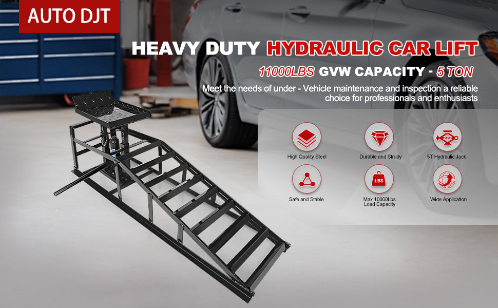 Hydraulic  Ramps 11000lbs 5T Low Profile  Lift Service Ramps Truck Trailer Garage, Height Hydraulic Vehicle Ramps(1 Pack/ 2 Pack)