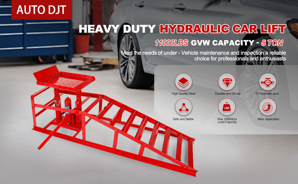 Hydraulic  Ramps 11000lbs 5T Low Profile  Lift Service Ramps Truck Trailer Garage, Height Hydraulic Vehicle Ramps(1 Pack/ 2 Pack)