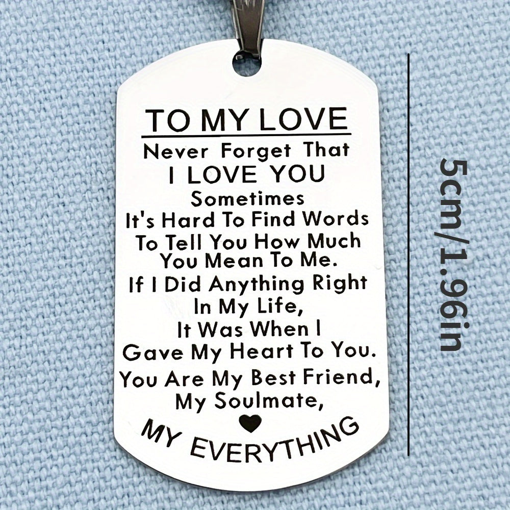 3Pcs Stainless Steel To My Love Keychain - Durable, Simple Design, Engraved Message - Perfect Gift for Husband, Wife, Boyfriend, Girlfriend - Anniversary, Valentines, Birthday Gift for Him & Her