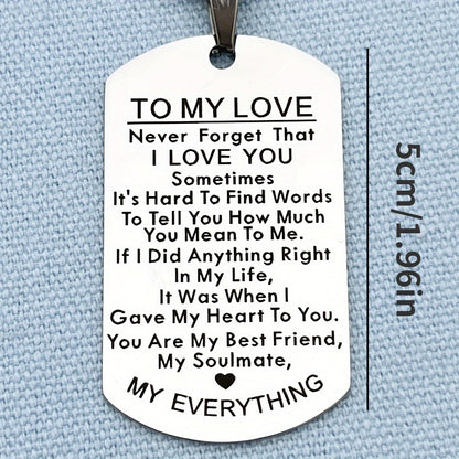 3Pcs Stainless Steel To My Love Keychain - Durable, Simple Design, Engraved Message - Perfect Gift for Husband, Wife, Boyfriend, Girlfriend - Anniversary, Valentines, Birthday Gift for Him & Her