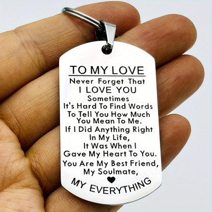 3Pcs Stainless Steel To My Love Keychain - Durable, Simple Design, Engraved Message - Perfect Gift for Husband, Wife, Boyfriend, Girlfriend - Anniversary, Valentines, Birthday Gift for Him & Her