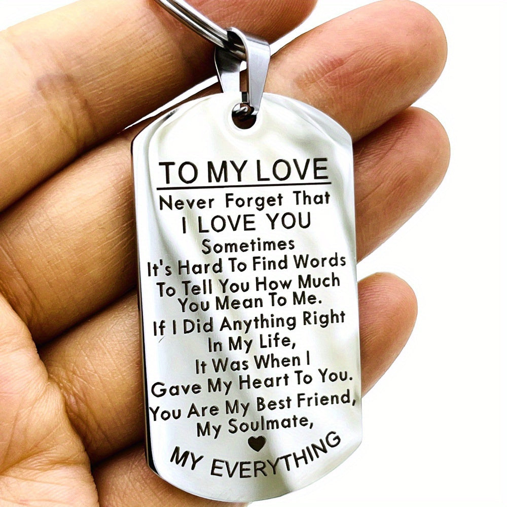 3Pcs Stainless Steel To My Love Keychain - Durable, Simple Design, Engraved Message - Perfect Gift for Husband, Wife, Boyfriend, Girlfriend - Anniversary, Valentines, Birthday Gift for Him & Her