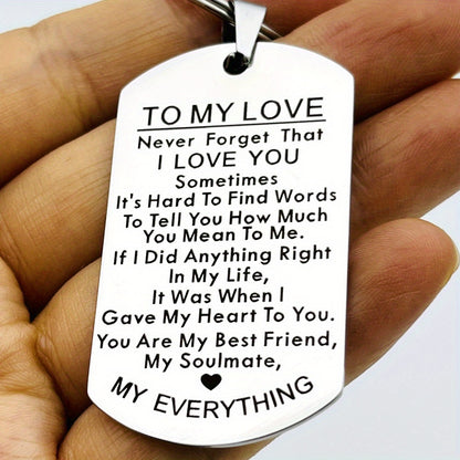 3Pcs Stainless Steel To My Love Keychain - Durable, Simple Design, Engraved Message - Perfect Gift for Husband, Wife, Boyfriend, Girlfriend - Anniversary, Valentines, Birthday Gift for Him & Her