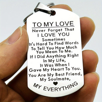 3Pcs Stainless Steel To My Love Keychain - Durable, Simple Design, Engraved Message - Perfect Gift for Husband, Wife, Boyfriend, Girlfriend - Anniversary, Valentines, Birthday Gift for Him & Her