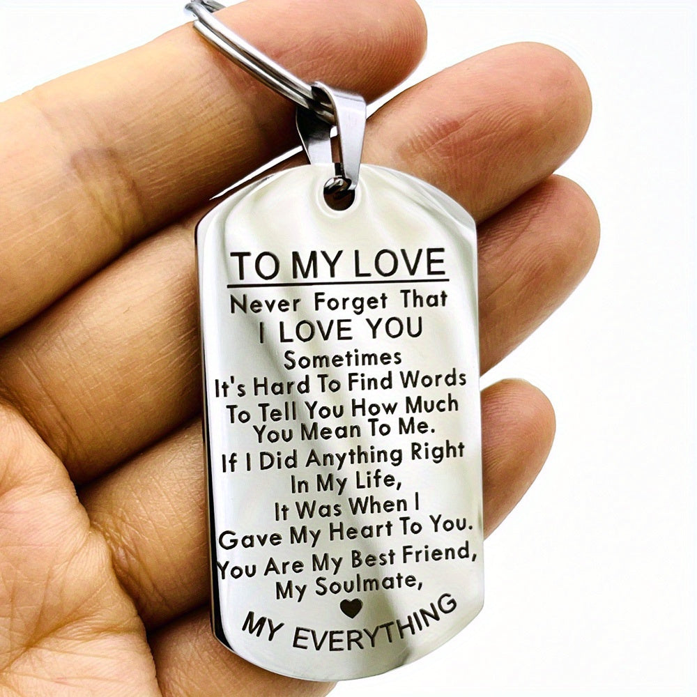 3Pcs Stainless Steel To My Love Keychain - Durable, Simple Design, Engraved Message - Perfect Gift for Husband, Wife, Boyfriend, Girlfriend - Anniversary, Valentines, Birthday Gift for Him & Her
