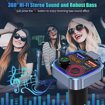 Gm V5.0FM Transmitter Car Adapter Kit - Clear Hands-free Calling, USB PD 20W Fast Charger, MP3 Player Receiver, Support for Hi-fi Bass Crystal Clear Sound