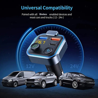 Gm V5.0FM Transmitter Car Adapter Kit - Clear Hands-free Calling, USB PD 20W Fast Charger, MP3 Player Receiver, Support for Hi-fi Bass Crystal Clear Sound