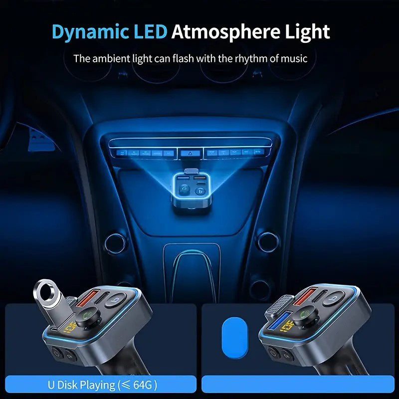 Gm V5.0FM Transmitter Car Adapter Kit - Clear Hands-free Calling, USB PD 20W Fast Charger, MP3 Player Receiver, Support for Hi-fi Bass Crystal Clear Sound
