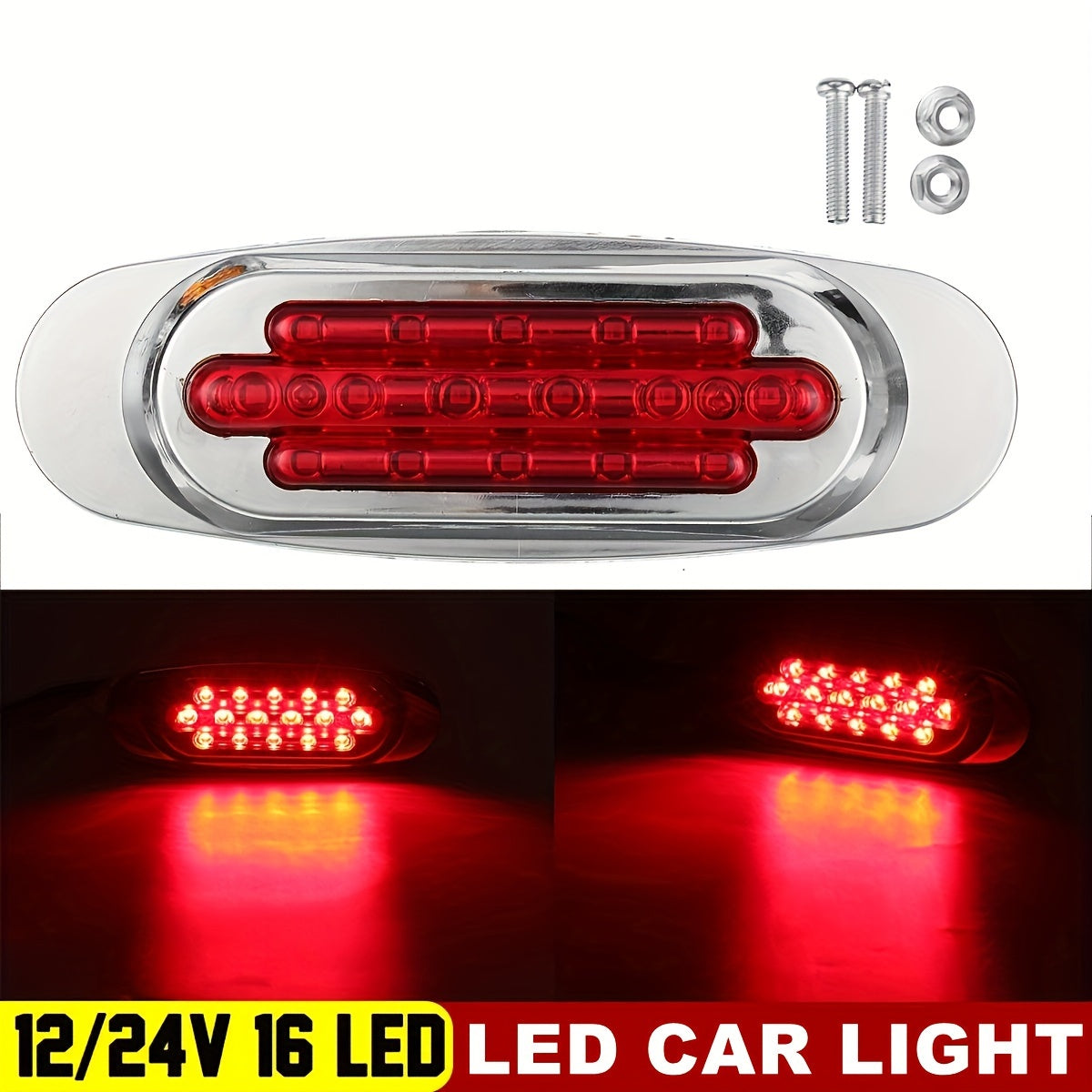 4pcs LED Side Marker Lights for Trucks & Trailers - 16 LEDs, Dual Mode (Steady On + Flash), Fits 12-24V Vehicles - Available in Amber, White, Red, , Green
