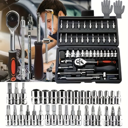 [Fast Arrival] 324+1pc/53/47pcs Professional Automotive Master Tool Kit - Premium Tool Sets For Car, Bike, And Motorcycle Maintenance - Compact, Portable, And All-In-One Solution With Ratchet Wrench, Assorted Screwdriver Set, Without Battery