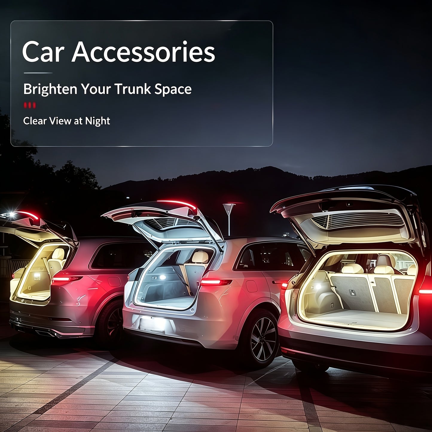 [LED Trunk Light] New Car Trunk Light Atmosphere Light, Trunk Lighting LED Strip, Flexible Light, 158 Inches, LED High Brightness White/Blue Light, Suitable for All Kinds of Car Trunks, Without Battery
