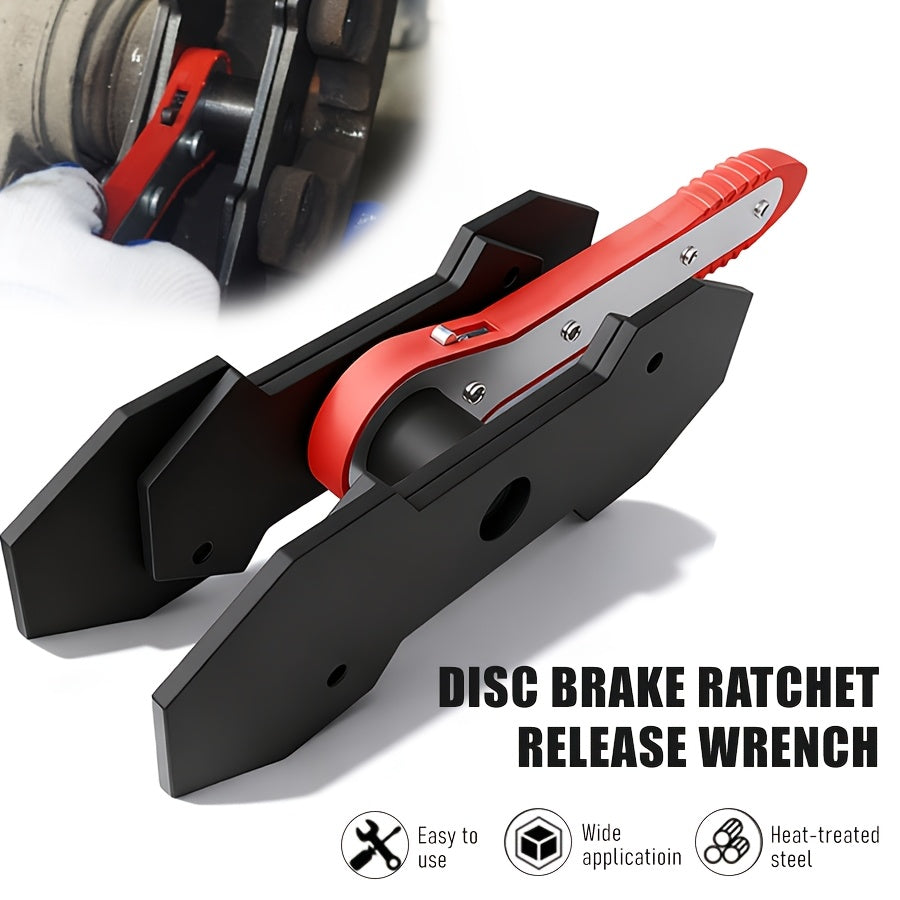 Brake Caliper Compression Tool with 360 Degree Swing Ratchet, Quick Ratchet Brake Wrench, Brake Caliper Tool with 2 Pressure Plates, Vehicle Brake Maintenance Tool, Brake Piston Separation Brake Cylinder Adjuster, Essential Emergency Tool for Cars