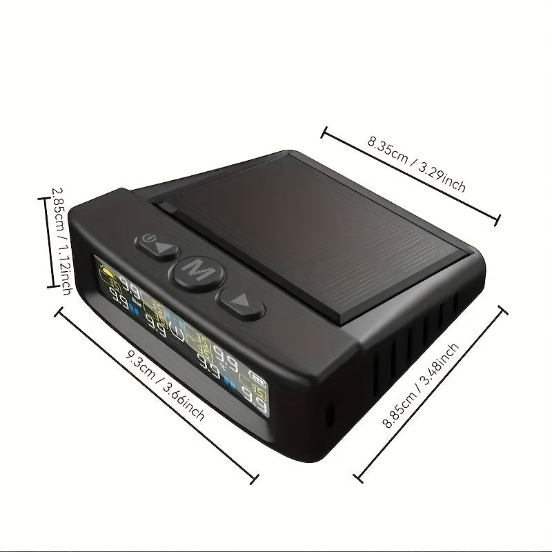 6-Wheel Tire Pressure Monitoring System, Solar Charging Tire Pressure Monitor, with 6 Sensors And 6 Alarm Modes, Real-Time Data Display Suitable for Trucks, Suvs, Vehicles, Enhanced Safety, Host solely Receives