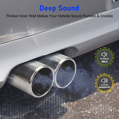 Dual Exhaust Tip Stainless Steel 2.5" Inlet – Double Outlet Curved Bolt-On Muffler Tail Tip, Bevel Port, Black & Blue