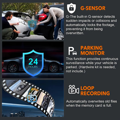 BCUOZ 360° Panoramic 3/4-Channel 1080P Full HD Ultimate Safety Dash Cam Set, 1080P Front + 720P Rear/Left/Right All-Round Coverage, 2.4" Quad-Screen Split Display, Super Night Vision, WDR, G-Sensor, Loop Recording - Auto Parts/ Car Dashboard Camera/