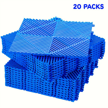 20 Pack 16"x 16"x 0.75"(Thickness)Interlocking Garage Floor Tiles, Modular Drainage Floor Mat, Non-Slip Splicing Interlocking Drainage Mats Floor Tile for Garage  Wash Basement, Etc.
