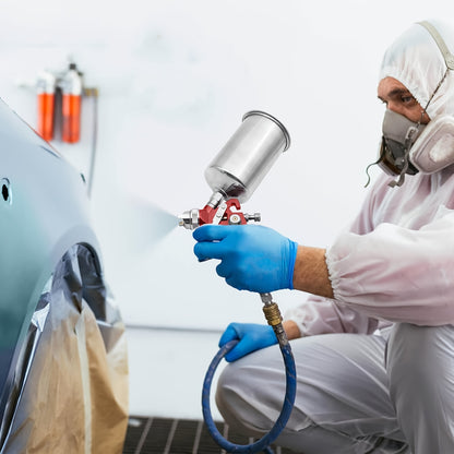 Set of High-Efficiency HVLP Gravity Feed Spray Guns Featuring 1.4, 1.7, And 2.0MM Nozzles, Complete with a 1000Cc Aluminum Cup, Suitable for Automotive Painting, Wall Applications, Base Layers, Clear Coats, And Touch-Ups (In Red)