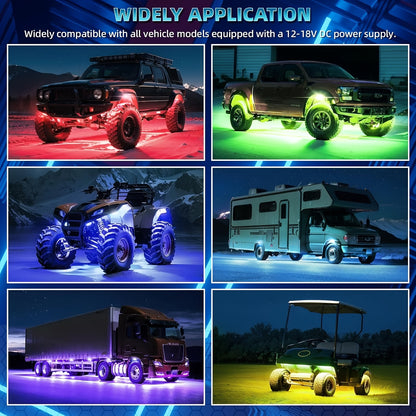 [RGB LED Rock Lights] 4/8/10pcs Rock Lights for Trucks RGB LED Rock Lights Kit With, APP/Remote Control & Music Mode, Wireless Remote Controller, Multicolor Cars Underglow, Footwell Neon Light Kits for Pickup Off Road RZR SUV ATV UTV Car