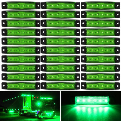 30pcs 3. 8" 6 LED Front Rear Side Marker Indicator Lights LED Lamp Indicator For Car Truck Trailer Lorry Bus -White, Red, Amber, Blue, Green, Purple, Without Battery