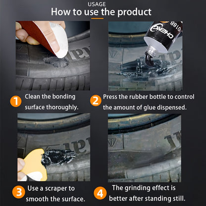 Heavy-Duty Tire Repair Adhesive with Scraper & Pointed Tip Kit - Quick-Curing Strong Bond, Waterproof Gel Formula for Cars, Bikes, Motorcycles, ATV, Truck Tires - Long-Lasting Fix for Punctures, Crack, Sidewall & Tread Damage - Rubber-Compatible