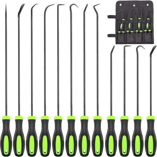 [Auto Hook & Pick Set] 12pcs Automotive Hook and Pick Tool Set, Long & Mini Precision Puller Remover Tool Kit for Auto O-Ring, Seal & Gasket Removal, Mechanic Professional Tools, Car Repair Essentials