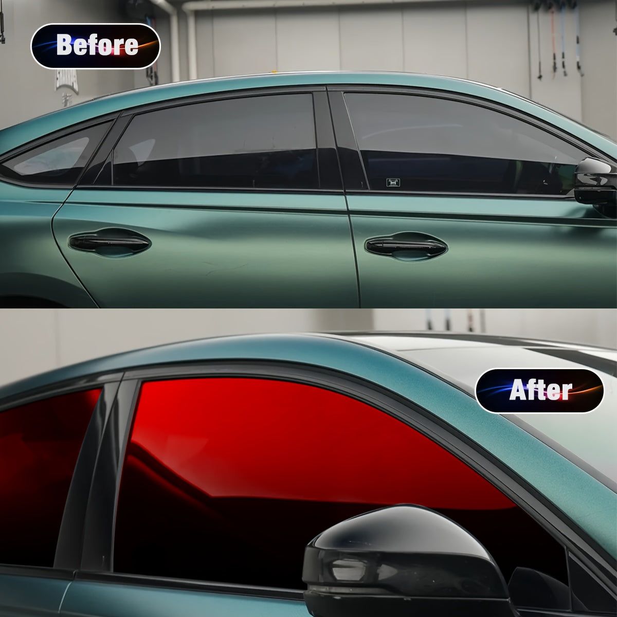 1 Roll Of 19.7 X 118 Inch Two-color Gradient Window Film | Heat Resistant, VLT, Protective, Contrasting, Tear-off and Paste, PET Material, Universally Applicable for Vehicle Exterior Accessories