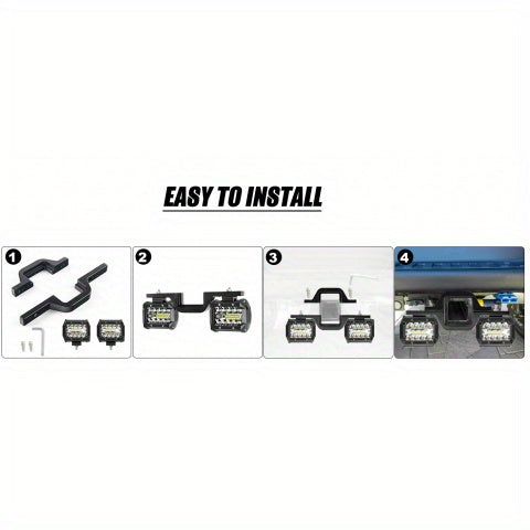 Hitch LED Lights, 4 Inch LED Work Light Pods with 2.5 Inch Towing Hitch Mount Brackets for Truck Trailer SUV Pickup Fit Dual Led Off-Road Driving Hitch Light Bar, Without Battery