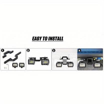 Hitch LED Lights, 4 Inch LED Work Light Pods with 2.5 Inch Towing Hitch Mount Brackets for Truck Trailer SUV Pickup Fit Dual Led Off-Road Driving Hitch Light Bar, Without Battery