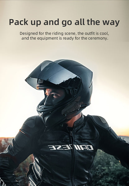 The Wireless Intercom Headset for Motorcycle Helmets Supports Real-Time Communication for Two People And Is, Compatible with Full-Face, Three-Quarter, And Open-Face Helmets.