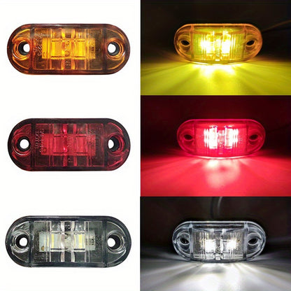 LED Side Marker Lights 20pcs 4-LED 12V 24V Hardwired Stop Tail Indicator for Truck Trailer RV Bus Caravan Camper Van Amber Red Green Purple