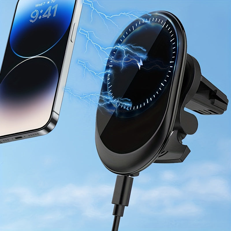 for Magnetic Car Mount Charger, 15W Fast Charging Magnetic Wireless Car Charger, Air Vent Car Phone Holder Charger Only Fit for iPhone 17 Pro Max/16/15/14/13/12 Series And Phones with Magnetic Cases(Note: Not Include Metal Rings)