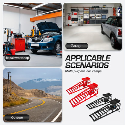 2 Pack Hydraulic Car Ramps, 11050LBS 5T Car Ramp High Lift 9"-14.2", Heavy-duty Iron-made Vehicle Lift Ramp, Automotive Truck Service Ramps For Oil Changes Support Jack For Maintenance