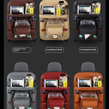 1/2pcs Upgraded Overhead Hanging Car Seatback with Partitioned Storage, Tray Table, Cup Holder, Umbrella & Computer Desk - Large Capacity Space-Saving Suitable for Car Interior Storage, Fits for Most Vehicles (Backseat)