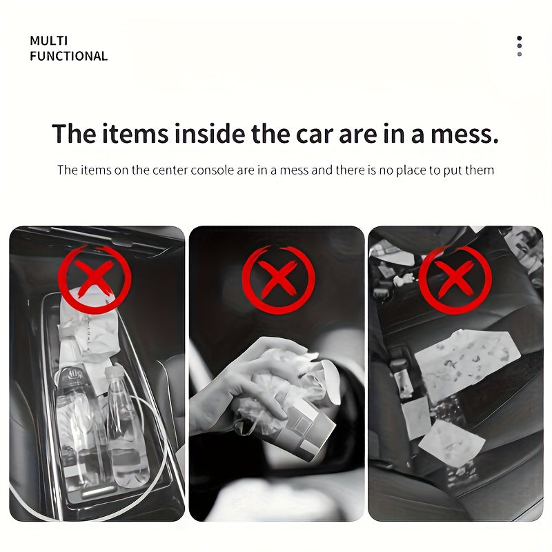 This Trash Can Made of Ultra-Fiber Leather And ABS Material Is Designed for Vehicles, Maintaining Its Shape And Fitting 99% of Car Models. It Handles Both Dry And Wet Waste Without Harming The Installation, Features Automatic Sorting